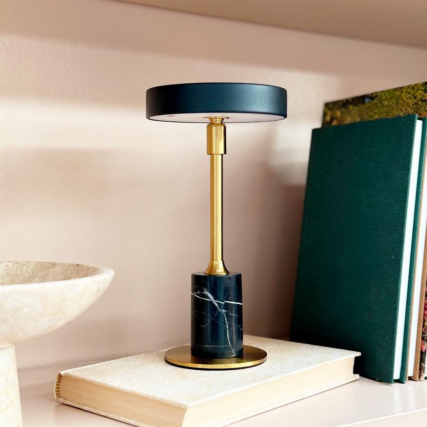 Starlight LED Mini Genopladelig Bordlampe Sort Marmor - Sort