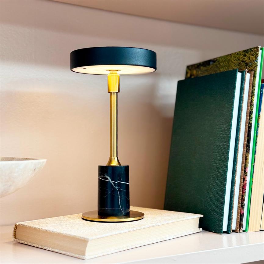Starlight LED Mini Genopladelig Bordlampe Sort Marmor - Sort