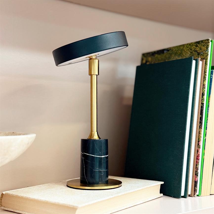 Starlight LED Mini Genopladelig Bordlampe Sort Marmor - Sort