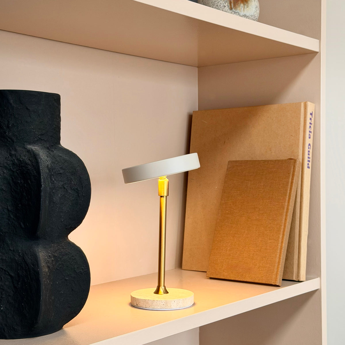 Moonlight LED Mini Wiederaufladbare Tischlampe - 2 Stück - Beige/Travertin