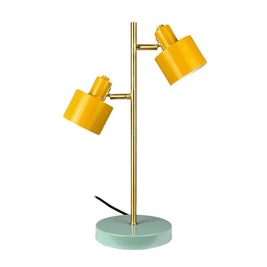 Ocean Tischlampe mit 2 Schirmen – Curry/Türkis